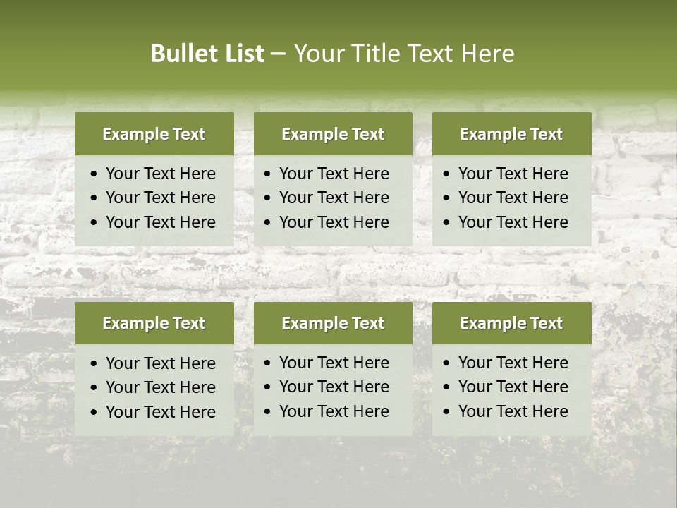 Old Grung White Brick Wall And Moss PowerPoint Template