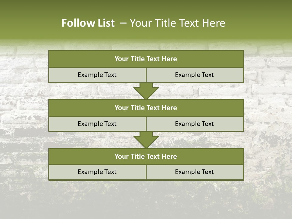 Old Grung White Brick Wall And Moss PowerPoint Template