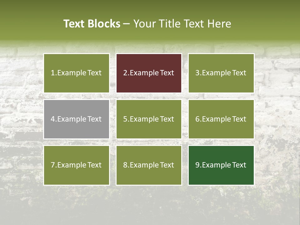 Old Grung White Brick Wall And Moss PowerPoint Template