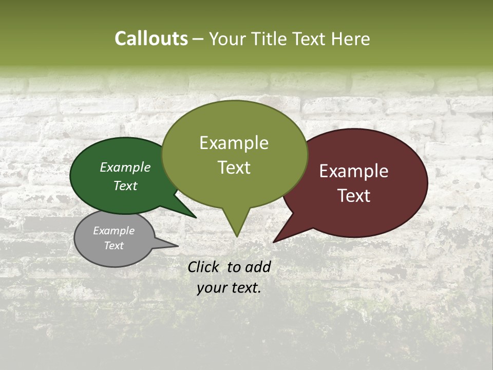 Old Grung White Brick Wall And Moss PowerPoint Template