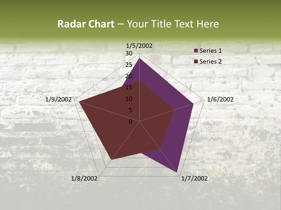 Old Grung White Brick Wall And Moss PowerPoint Template