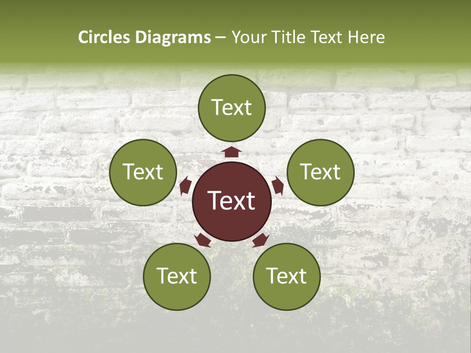 Old Grung White Brick Wall And Moss PowerPoint Template