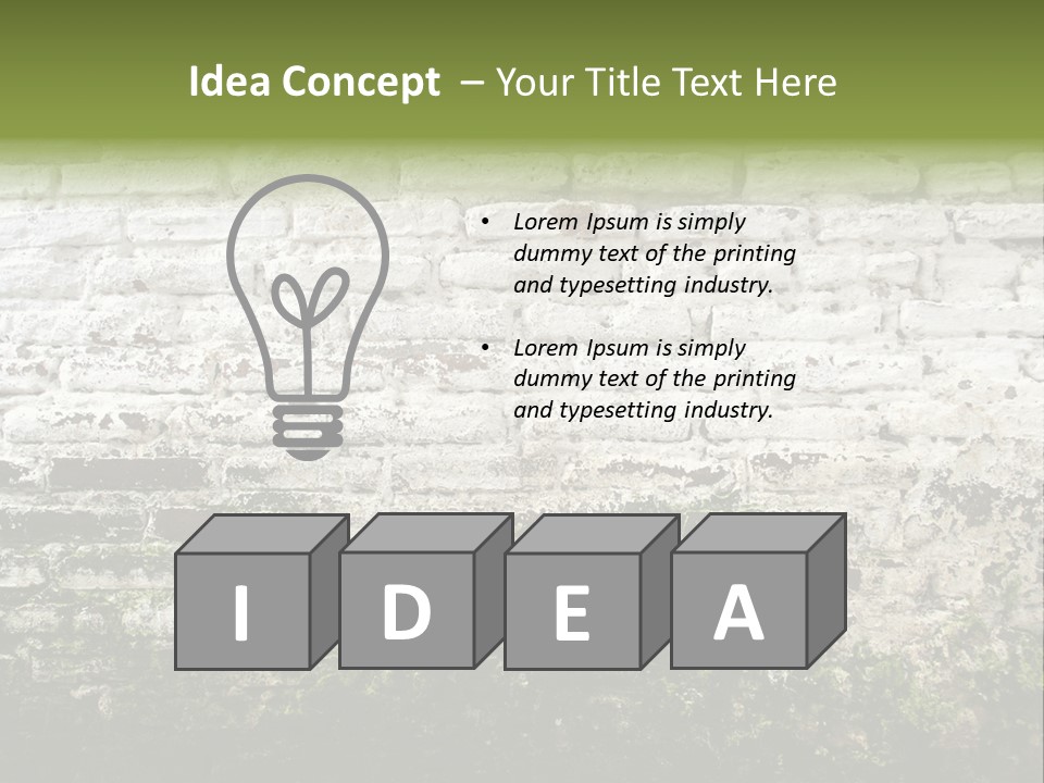 Old Grung White Brick Wall And Moss PowerPoint Template