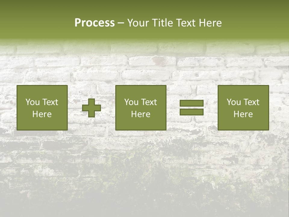 Old Grung White Brick Wall And Moss PowerPoint Template