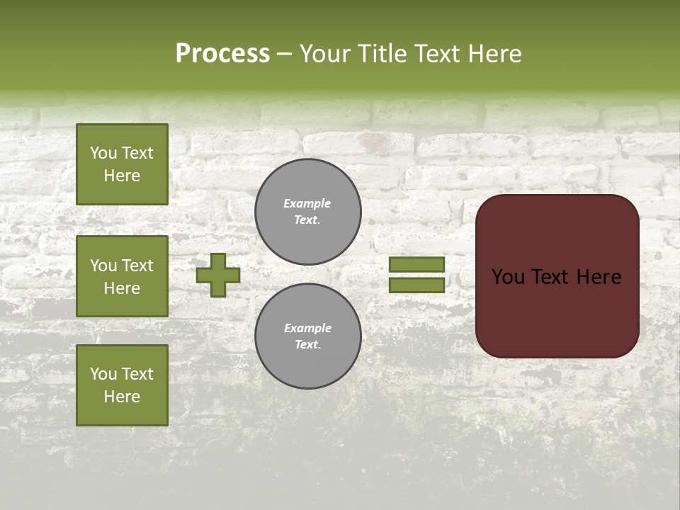Old Grung White Brick Wall And Moss PowerPoint Template