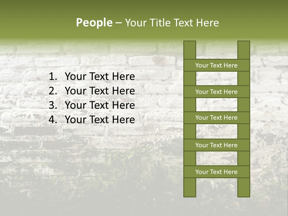 Old Grung White Brick Wall And Moss PowerPoint Template