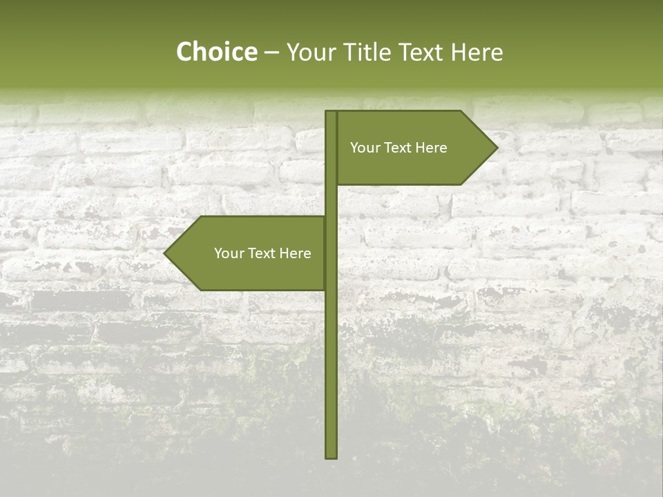 Old Grung White Brick Wall And Moss PowerPoint Template