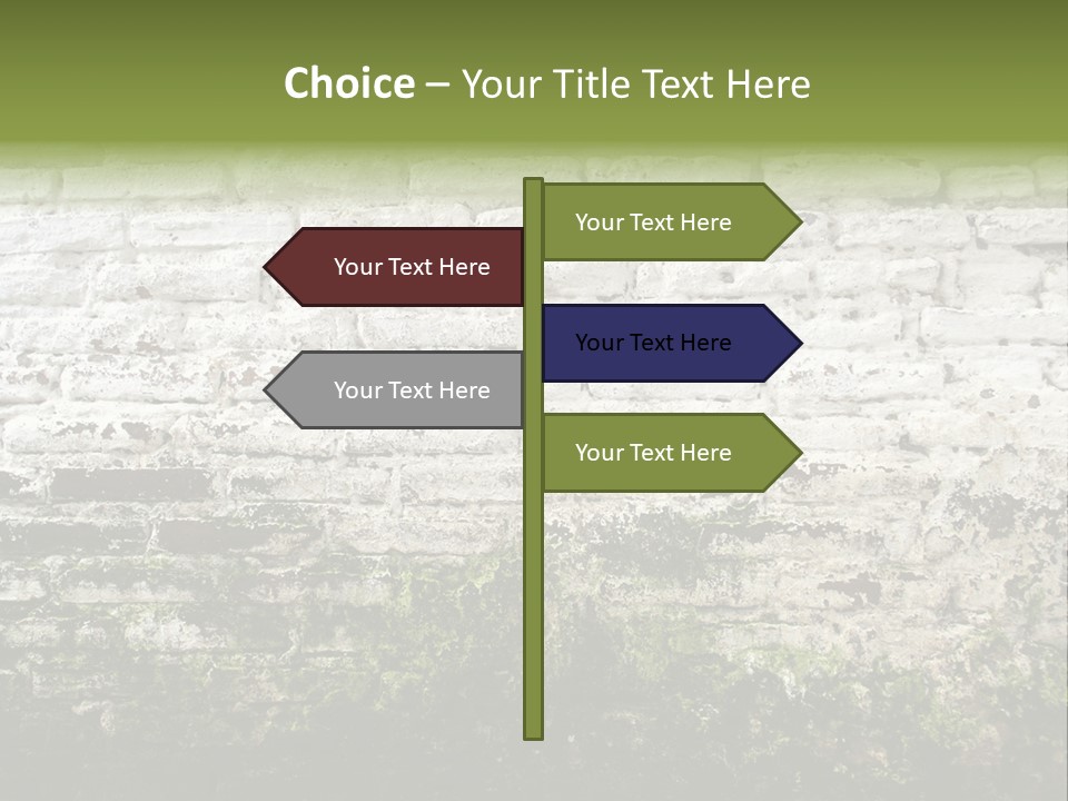 Old Grung White Brick Wall And Moss PowerPoint Template