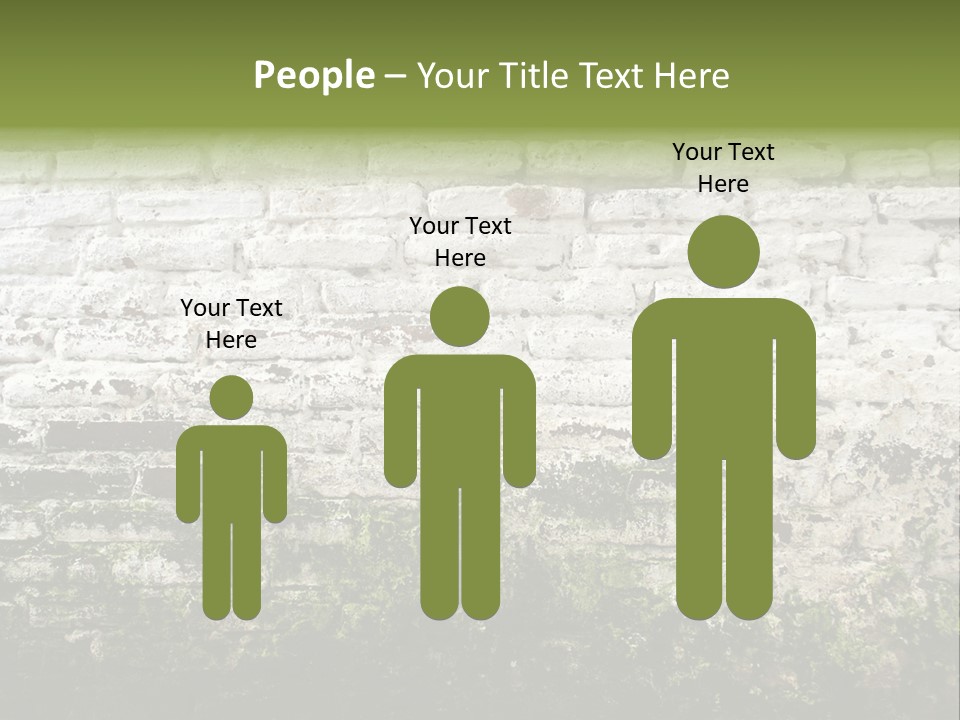 Old Grung White Brick Wall And Moss PowerPoint Template