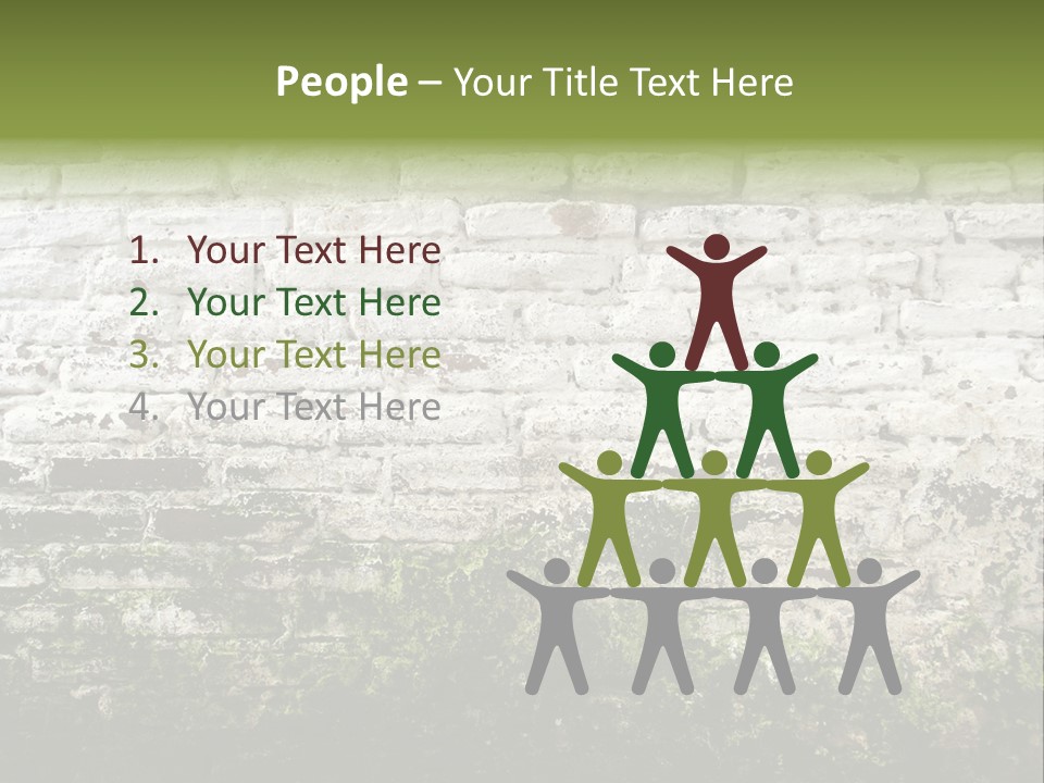 Old Grung White Brick Wall And Moss PowerPoint Template