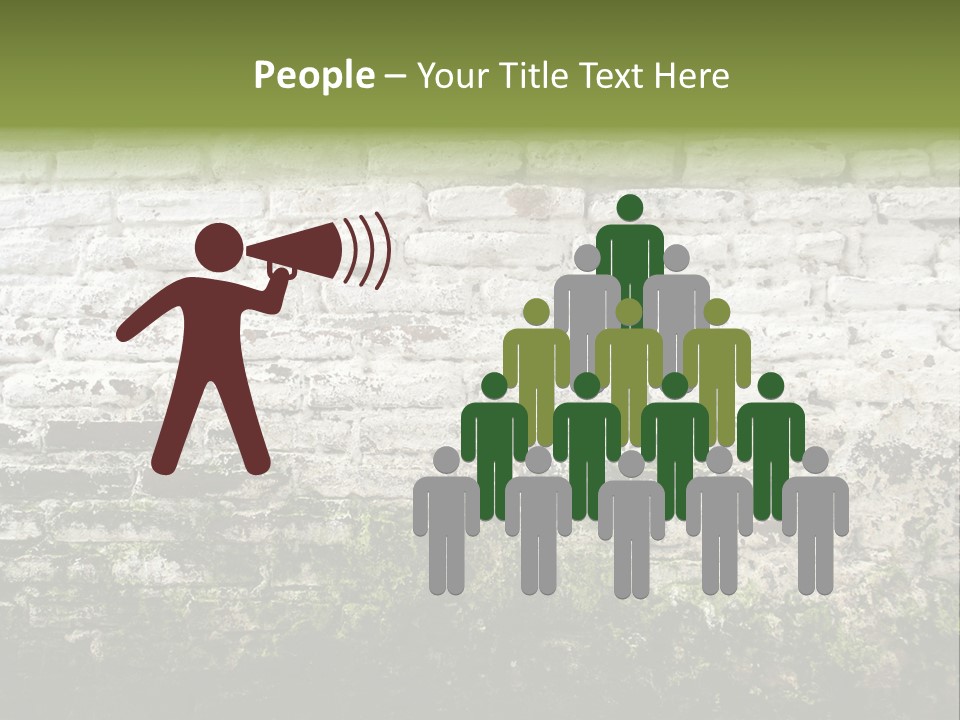 Old Grung White Brick Wall And Moss PowerPoint Template