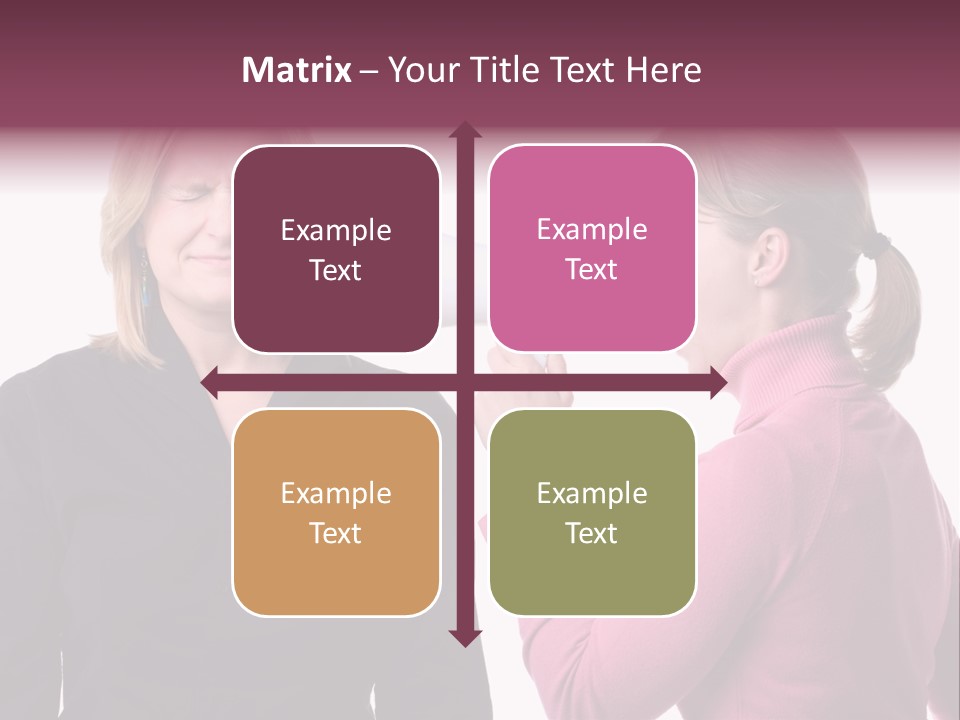 Young Woman Shouting At Another Woman Through A Megaphone PowerPoint Template