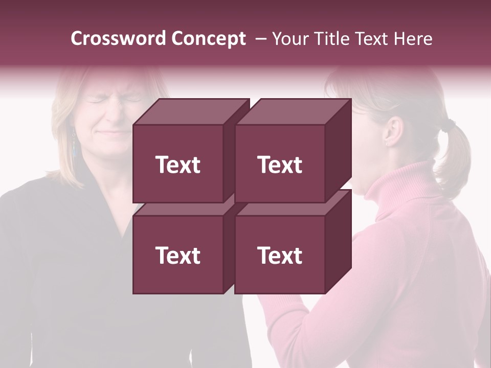 Young Woman Shouting At Another Woman Through A Megaphone PowerPoint Template