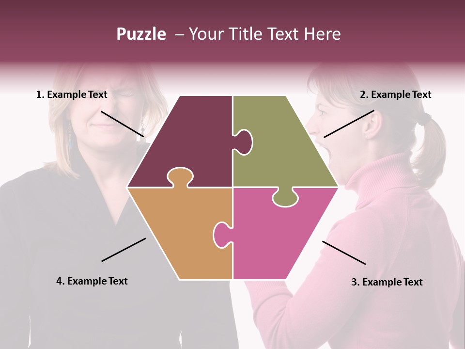 Young Woman Shouting At Another Woman Through A Megaphone PowerPoint Template