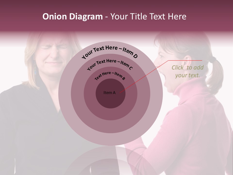 Young Woman Shouting At Another Woman Through A Megaphone PowerPoint Template