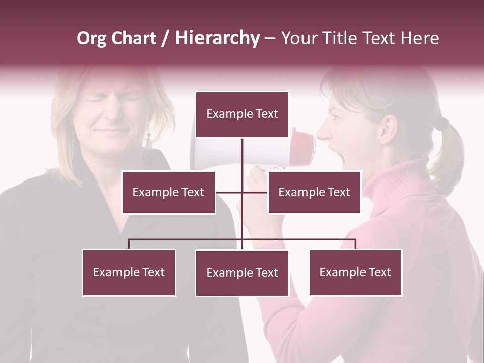 Young Woman Shouting At Another Woman Through A Megaphone PowerPoint Template