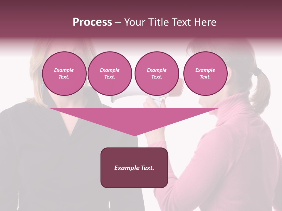 Young Woman Shouting At Another Woman Through A Megaphone PowerPoint Template