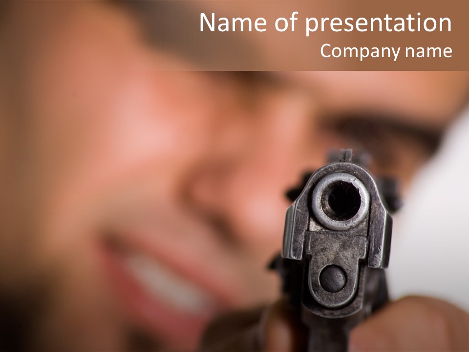 Man Aiming At Spectator With Gun PowerPoint Template