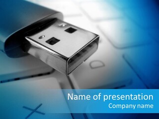 Closeup Of Usb Memory Stick Focused Of Usb Connector PowerPoint Template