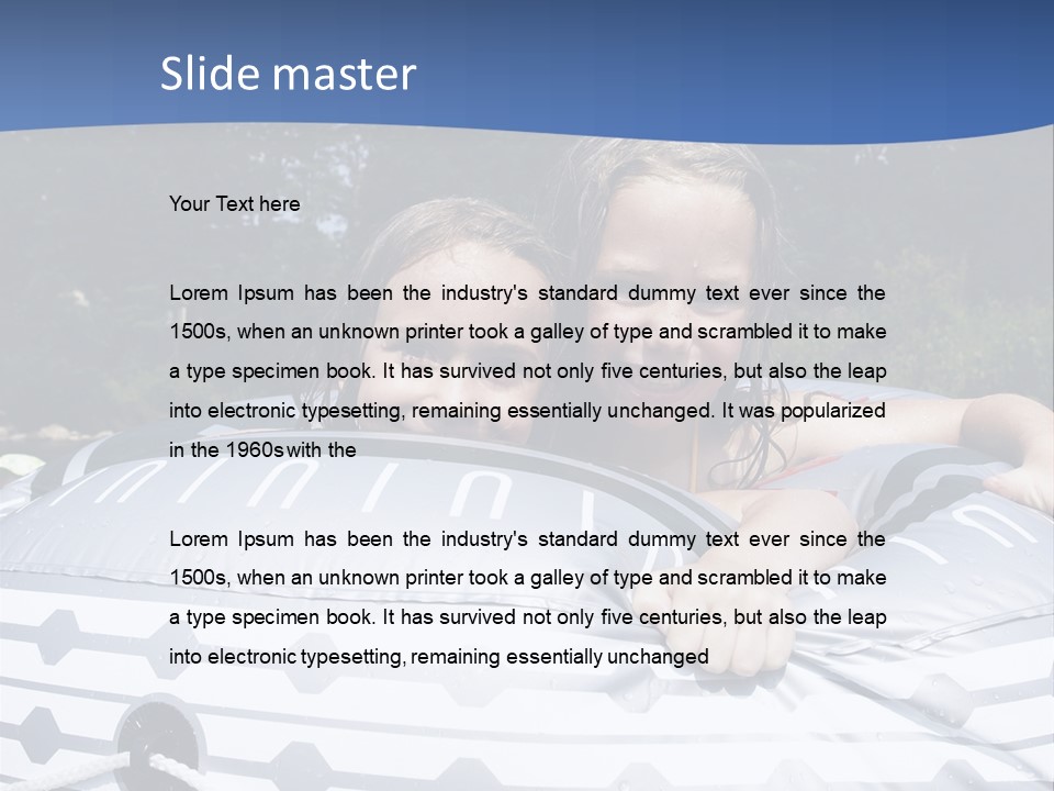 Two Young Children Having Fun Playing In The River During A Hot Summer Day PowerPoint Template