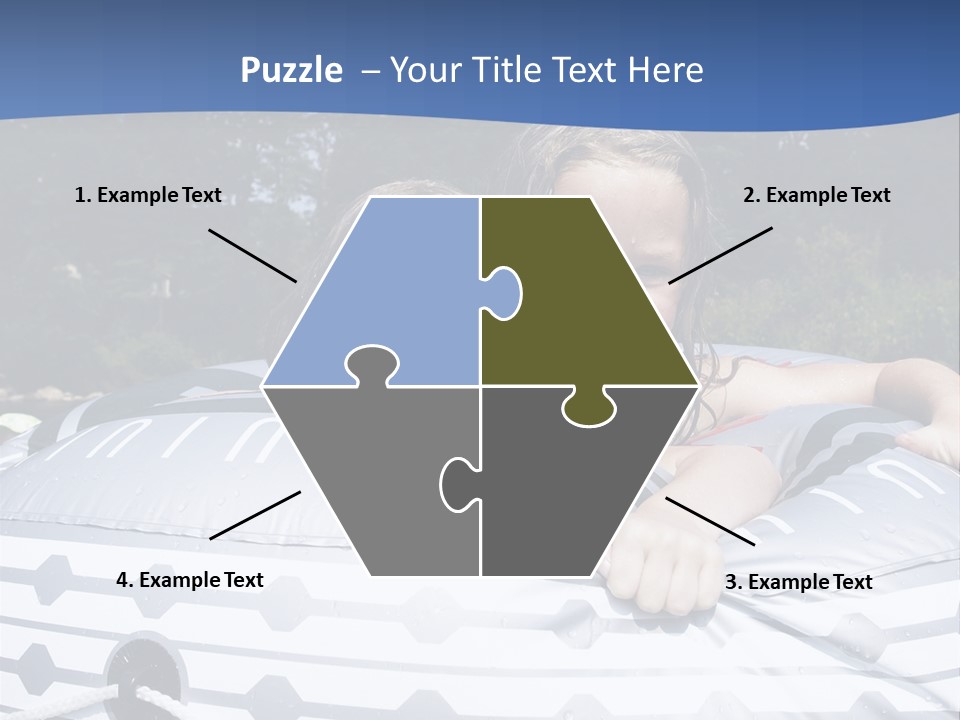 Two Young Children Having Fun Playing In The River During A Hot Summer Day PowerPoint Template