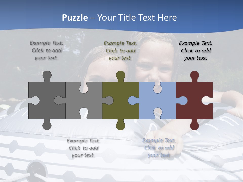 Two Young Children Having Fun Playing In The River During A Hot Summer Day PowerPoint Template