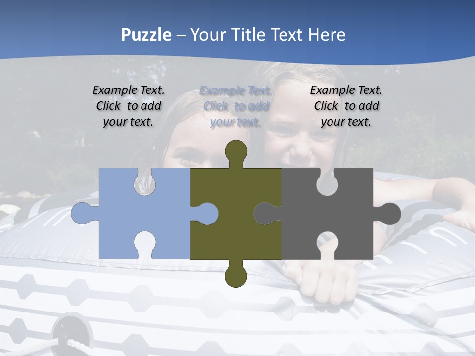 Two Young Children Having Fun Playing In The River During A Hot Summer Day PowerPoint Template