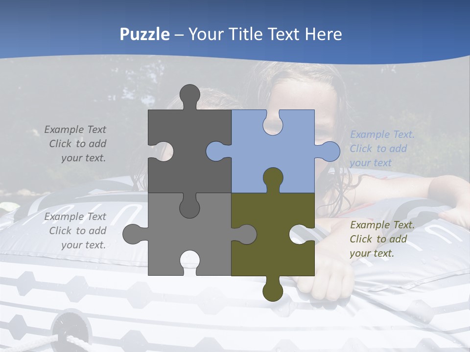 Two Young Children Having Fun Playing In The River During A Hot Summer Day PowerPoint Template