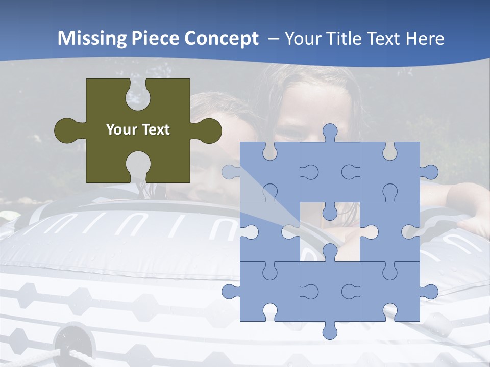 Two Young Children Having Fun Playing In The River During A Hot Summer Day PowerPoint Template