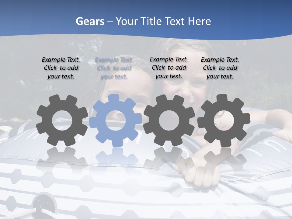 Two Young Children Having Fun Playing In The River During A Hot Summer Day PowerPoint Template