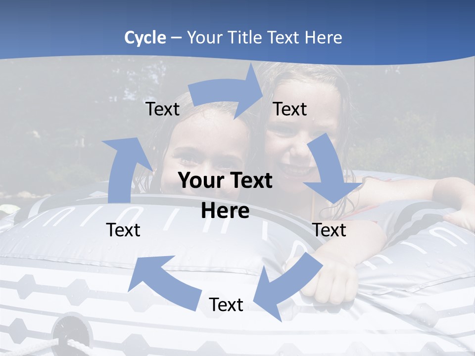 Two Young Children Having Fun Playing In The River During A Hot Summer Day PowerPoint Template