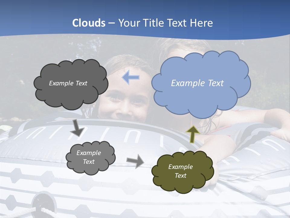 Two Young Children Having Fun Playing In The River During A Hot Summer Day PowerPoint Template