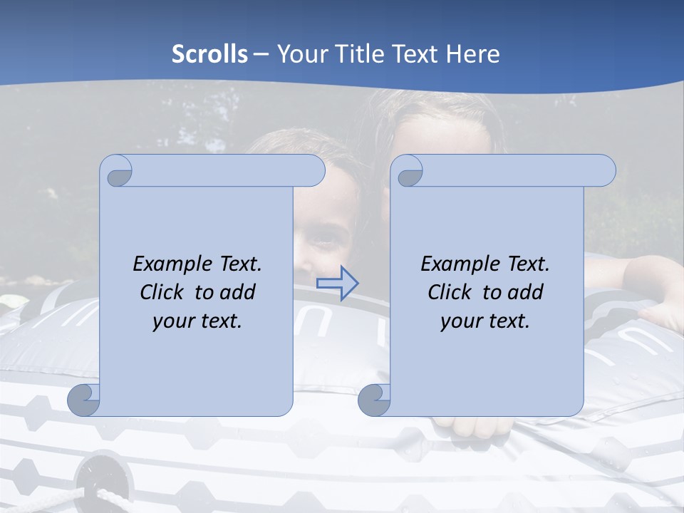 Two Young Children Having Fun Playing In The River During A Hot Summer Day PowerPoint Template