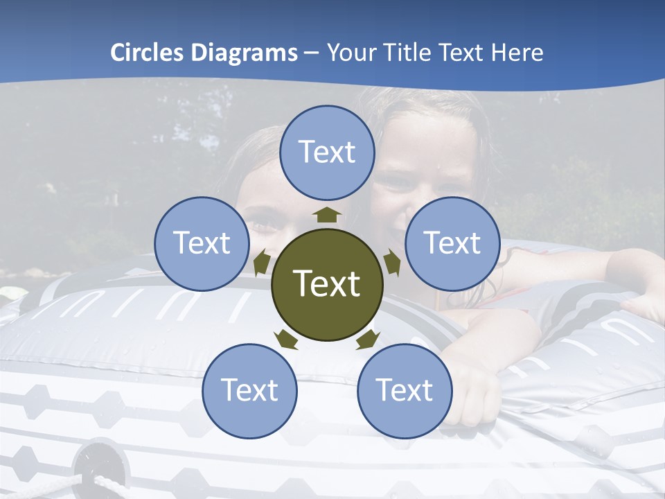 Two Young Children Having Fun Playing In The River During A Hot Summer Day PowerPoint Template