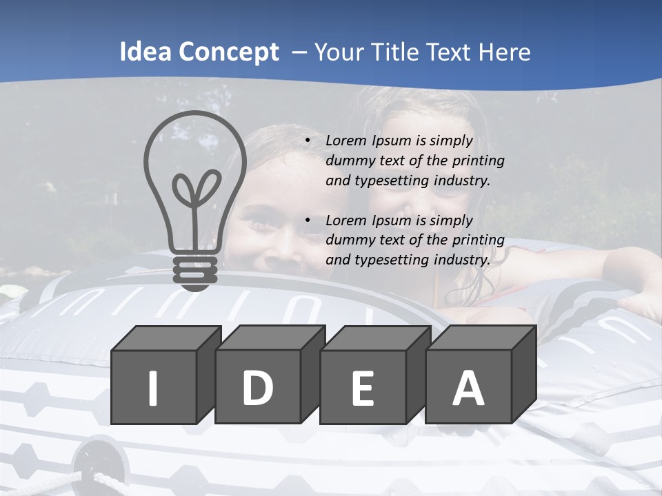 Two Young Children Having Fun Playing In The River During A Hot Summer Day PowerPoint Template