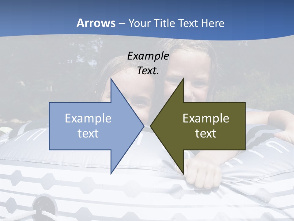 Two Young Children Having Fun Playing In The River During A Hot Summer Day PowerPoint Template