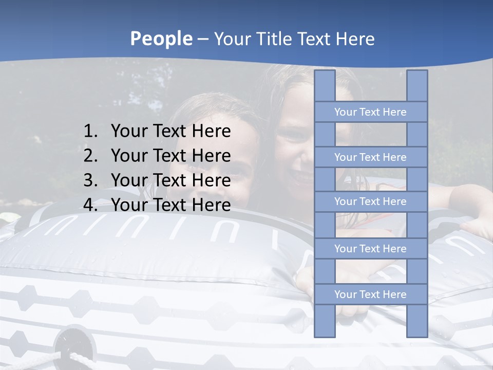 Two Young Children Having Fun Playing In The River During A Hot Summer Day PowerPoint Template