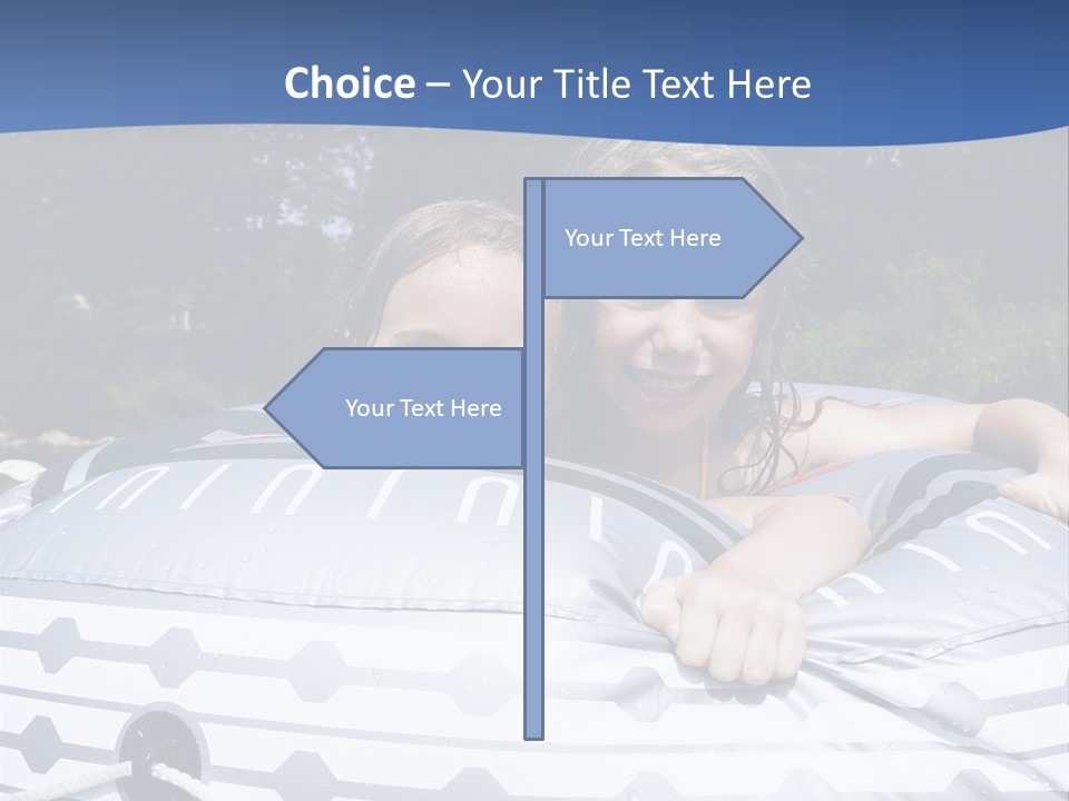 Two Young Children Having Fun Playing In The River During A Hot Summer Day PowerPoint Template