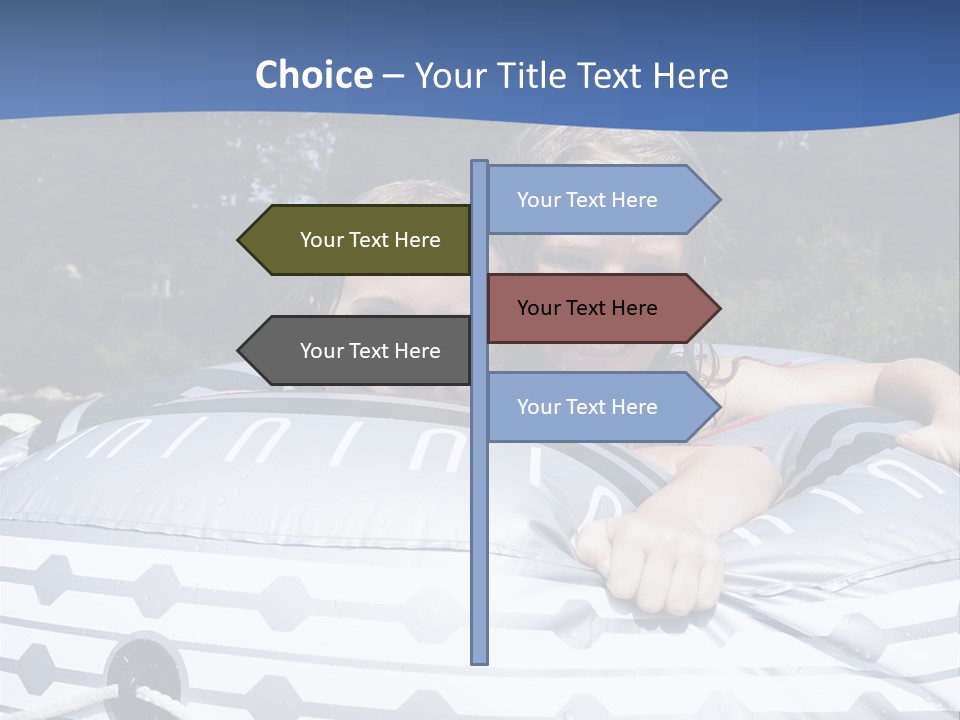 Two Young Children Having Fun Playing In The River During A Hot Summer Day PowerPoint Template