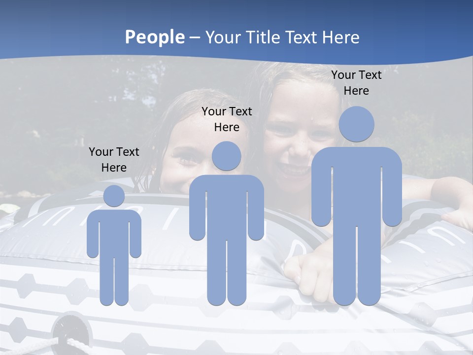 Two Young Children Having Fun Playing In The River During A Hot Summer Day PowerPoint Template