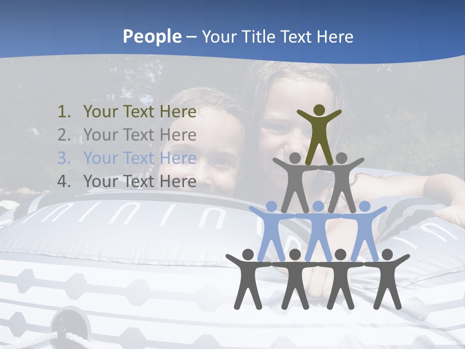 Two Young Children Having Fun Playing In The River During A Hot Summer Day PowerPoint Template