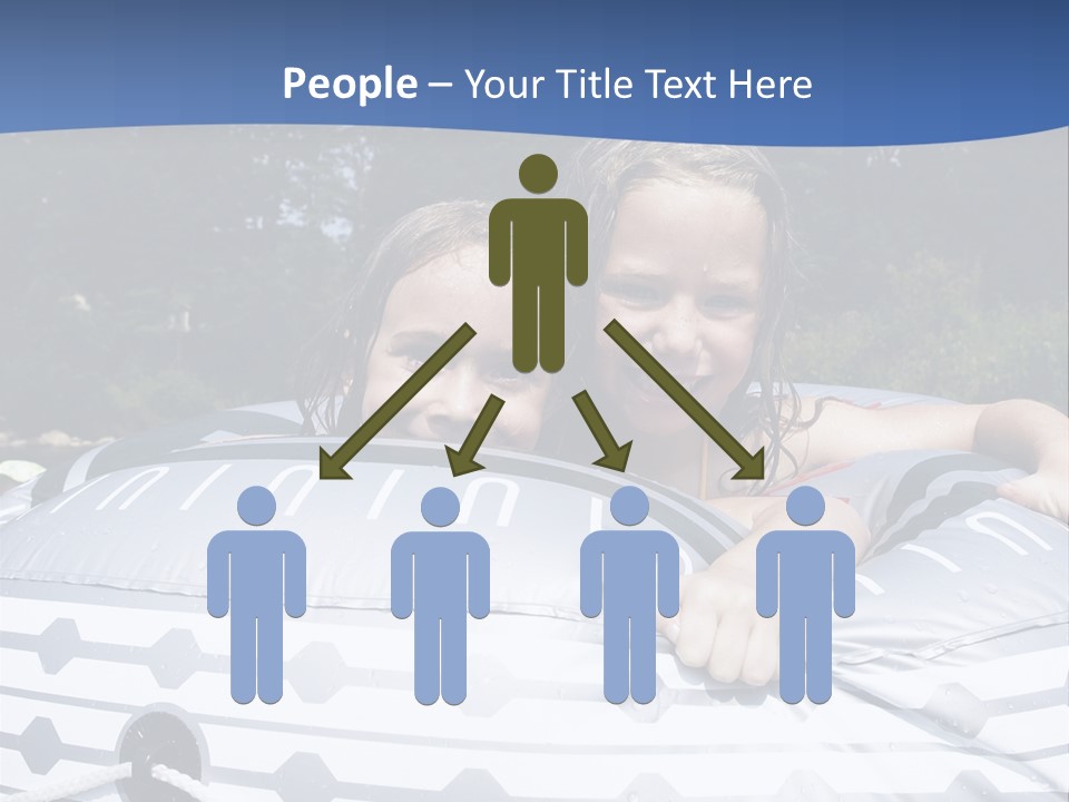 Two Young Children Having Fun Playing In The River During A Hot Summer Day PowerPoint Template