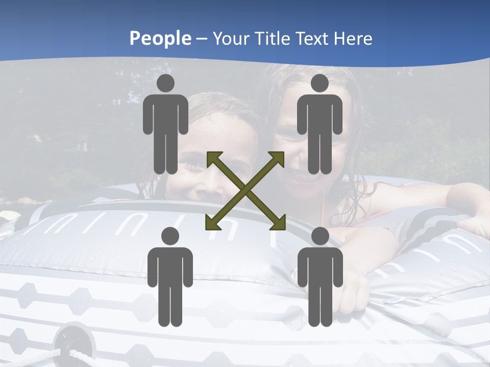 Two Young Children Having Fun Playing In The River During A Hot Summer Day PowerPoint Template