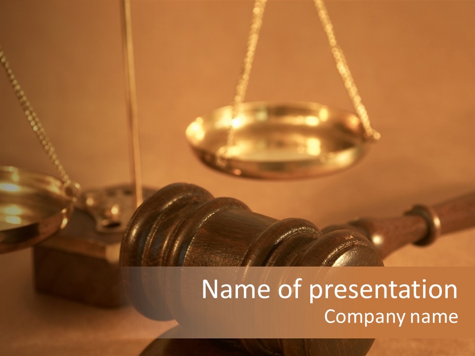 Gavel And Sound Block Close Up, Shallow Dof PowerPoint Template