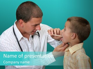 Boy Visiting The Doctor For Checkup PowerPoint Template