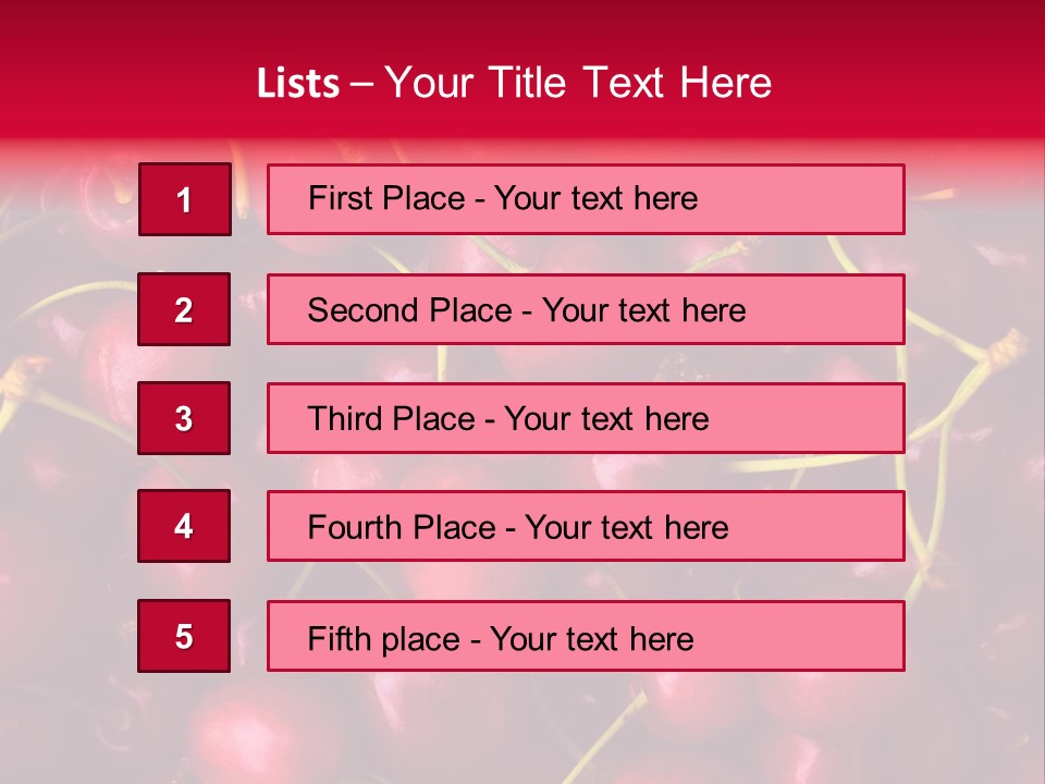 Red Cherries For Sale On A Market PowerPoint Template