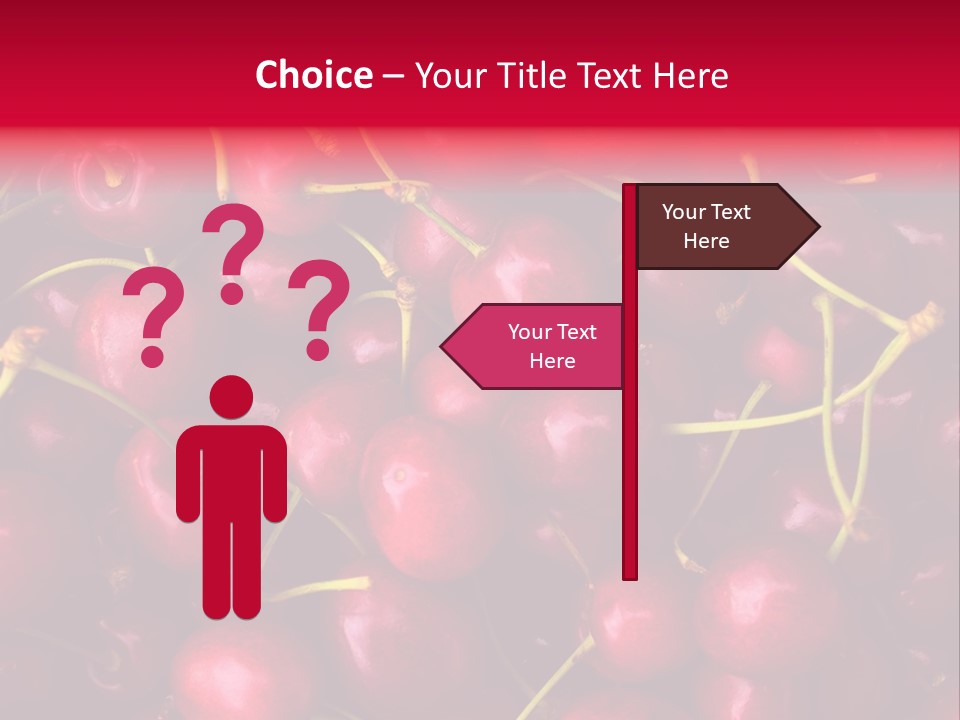Red Cherries For Sale On A Market PowerPoint Template