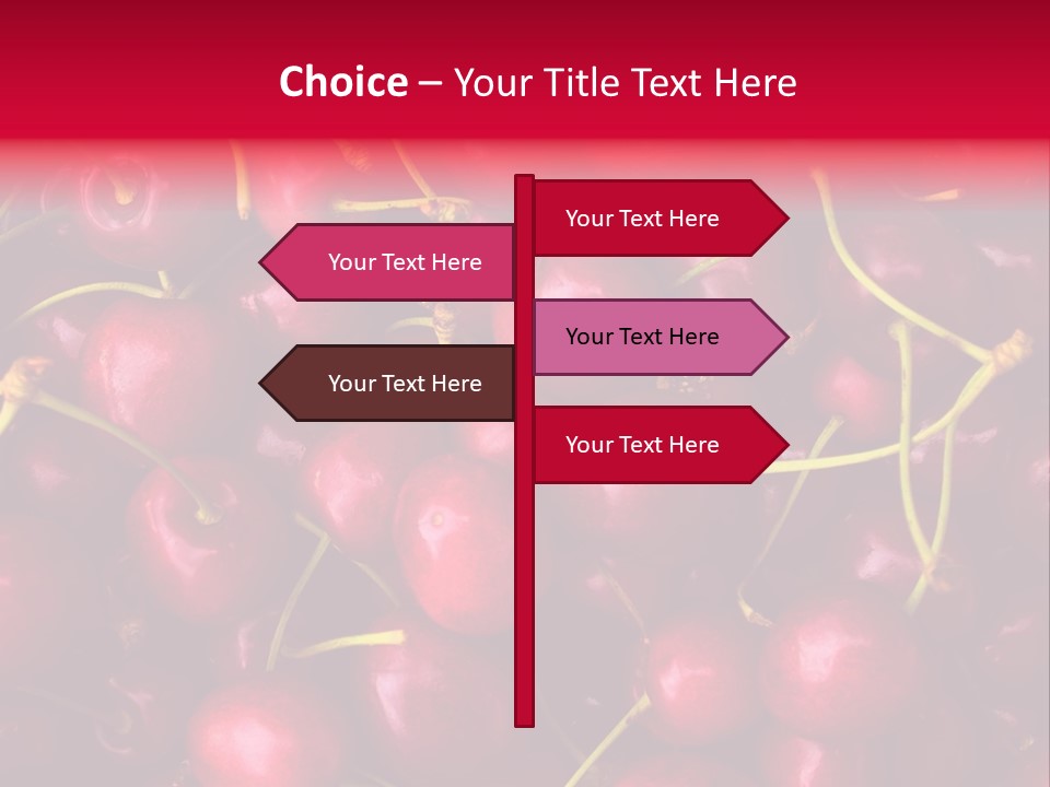 Red Cherries For Sale On A Market PowerPoint Template