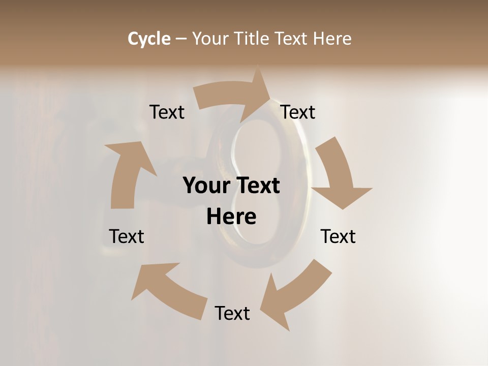 A Wooden Door With A Key On It PowerPoint Template