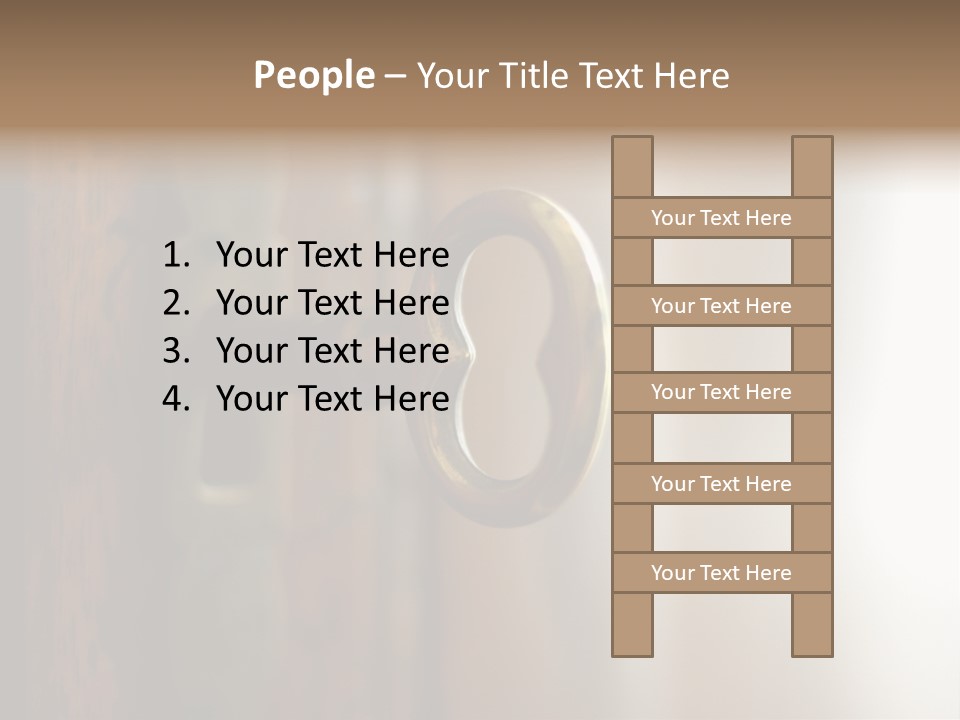 A Wooden Door With A Key On It PowerPoint Template